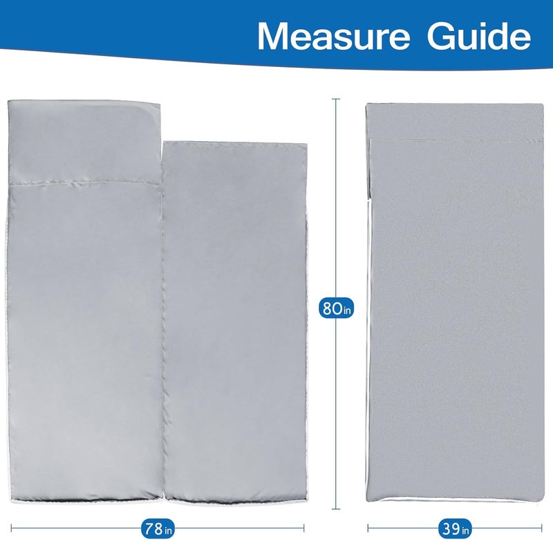 Coldwind Sleeping Bag Liners with 2 Way Zipper, Adult Sleep Sack Travel Sheets for Hotel/Hostels/Business Trips, Lightweight Single Camping Sheet Sleep Bag Liner Warm & Cold Weather, Gray - Image 5